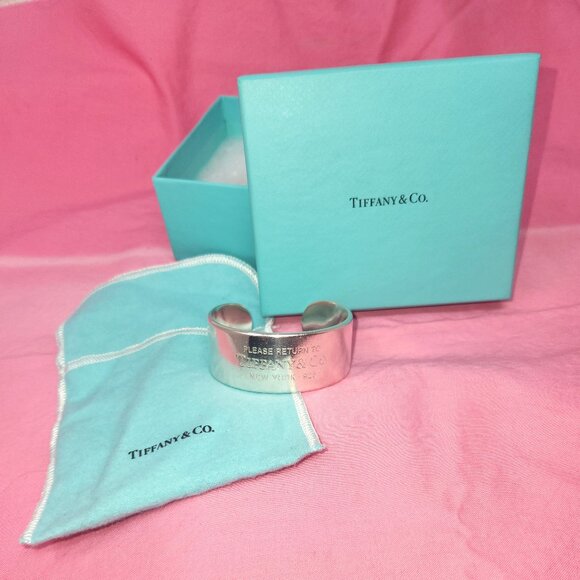 Tiffany & Co. Please Return to Tiffany Wide Cuff Bracelet 925 Sterling Silver